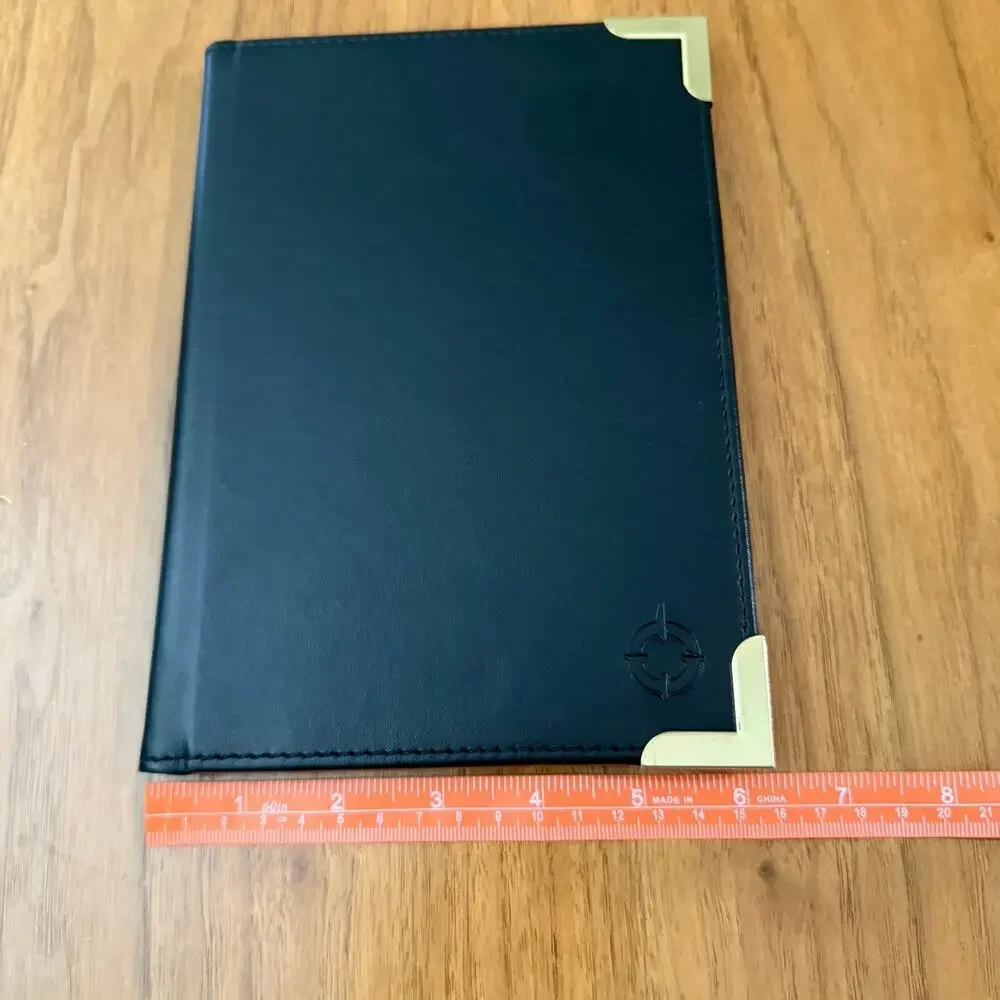 Vintage Franklin Covey Small Padfolio Brass Corners Black Planner 9 x 6.5 in